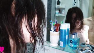 Caught stepsister masturbating inside the restroom and banged