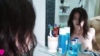 Caught stepsister masturbating inside the restroom and banged