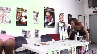 Big Boobed ebony bimbos gets banged! with a long toy