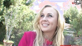 Blonde cheerleader 19 Yo with natural boobies into a mmf three-way