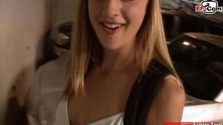 Blonde thot with tiny titted pick up and got a belly creampie