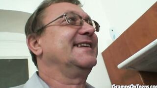 Crazy 19 year old banged by mature man cock