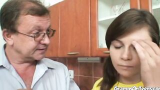 Crazy 19 year old banged by mature man cock
