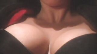 Dark Hair whore on her knees and offer men rough dick a blowj