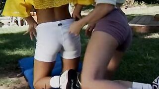 Point of watch lesbo snatch licking outside
