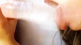 German schoolgirl sluts give a sluty Head ASMR with Larabck