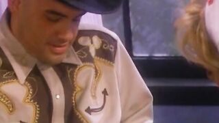 Blonde bimbo into nurse outfit gets banged by shaved cowboy