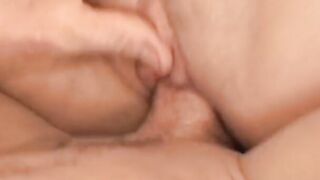 Trashy cunt with mouth with tiny jugs is double penetrated and facial