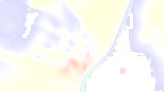 Trashy cunt with mouth with tiny jugs is double penetrated and facial
