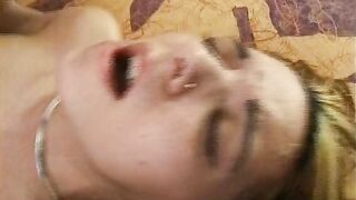 Blonde masturbates into the shower before fucking her hubby