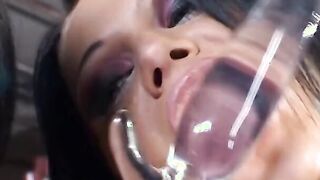 Slutty dark hair lesbians are having a doying screwed party