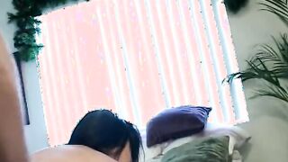 Dark Haired bends over to take it inside a doggy style position