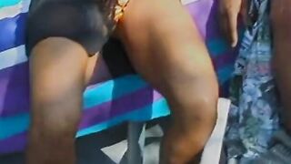 Dark Hair beach girlfriend blows, ride and gets drilled by bro