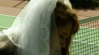 Crazy Hot young long tit bride is licked by tennis trainer
