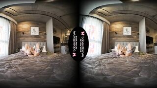 Solo blonde dick teaser, Mika is masturbating, into VR