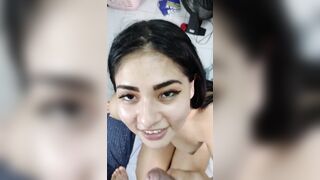 I let my hubby punish my sister by walking her nude and filling her face with cum