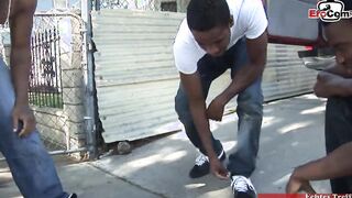 Ebony african thot gets a jizzed on her long butt from the bbc