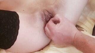 Gorgeous fisting and stretching slender bimbos snatch noisy moans