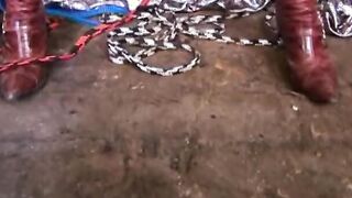 Big Titted incredible sexy blonde whore loves to be screwed into the basement