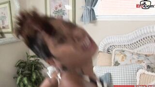 African bitch with a long butt gets a cunt cummed from the bbcs