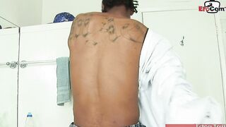 Chubby african women screwed wild inside the restroom by the big black cock