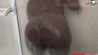 Chubby african women screwed wild inside the restroom by the big black cock