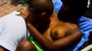 Sunbathing african don't want to miss any chance to nailed