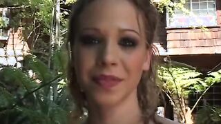 Fresh face blonde gets plowed from behind on the sofa