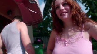 Red Head Sex - Big Boobed redheaded Rebecca blows and fucks dick
