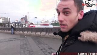 German chubby blonde housewife picked up on street for casting
