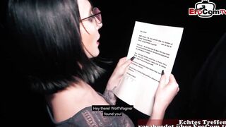 German 18yo College Girl with glasses pick up online for a banged
