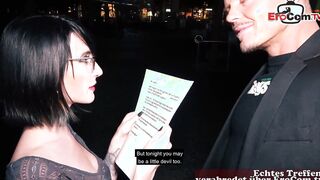 German 18yo College Girl with glasses pick up online for a banged