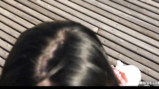 Turned On Czech dark haired is paid to performance off her body on rooftop