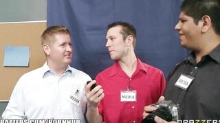 Groupie chick & Hospital Nurse Start Group Sex with 2 Band Members