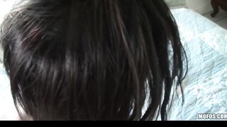 Lusty Russian dark hair Oxuanna Envy sucks& fucks her BF's dick