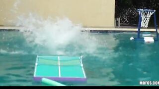 2 young slutty girlfriends start an public sex party at pool party