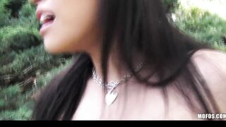 BEAUTY big titted oriental goddess Gia Lee fucks her BF into a outdoors park