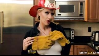 Turned On Long Tit Blonde Firefighter is Nailed Hard inside her Soak Snatch