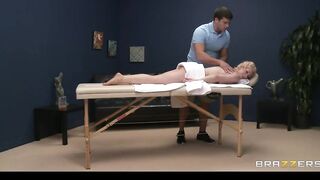 Blonde Cutie Candy Manson is Oiled up & Plowed by her Masseur