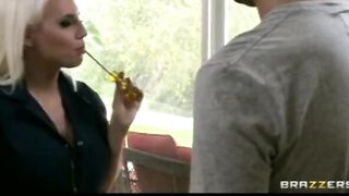Lusty Huge-tit Blonde Repair-hoe Blows & Fucks Client's Rough-penis