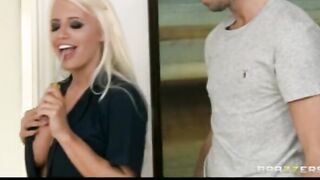 Lusty Huge-tit Blonde Repair-hoe Blows & Fucks Client's Rough-penis