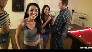 4 young turned on party-chick plowed into group sex & share huge rough-cock