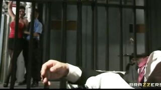 Vulgar Long-tit Dark Haired Wifey Phoenix Fucks Guard to Release Husband