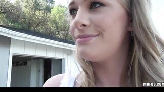 Big Tit blonde bimbo 18 year old lover blows and fucks bf's rough penis