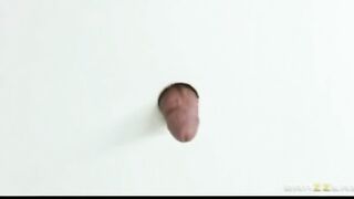Pervert Caught by Professor with Cock into Glory Hole of Girls Shower
