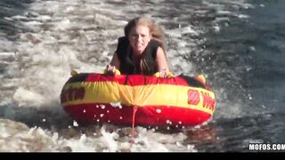 Blonde skank eighteen lover fucks huge rough cock outdoor on boat
