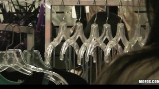 Beauty Young dark haired thot caught changing fucks long cock into a store