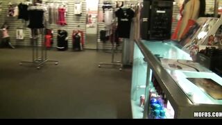 Beauty Young dark haired thot caught changing fucks long cock into a store