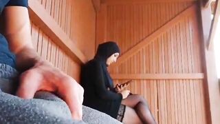 I pulled out my penis inside front of this muslim who was waiting for her bus!!