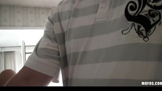 Slutty soak 18 year old lover fucks bf's huge rough penis on movie